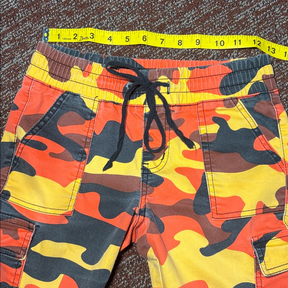 Vintage Y2K camo print slim joggers women’s elastic waist cargo pants orange - Picture 12 of 13